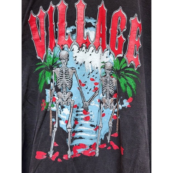 Village T-Shirt Love and Death Gray by Los Angeles Apparel Plus Size 2XL - Picture 1 of 6